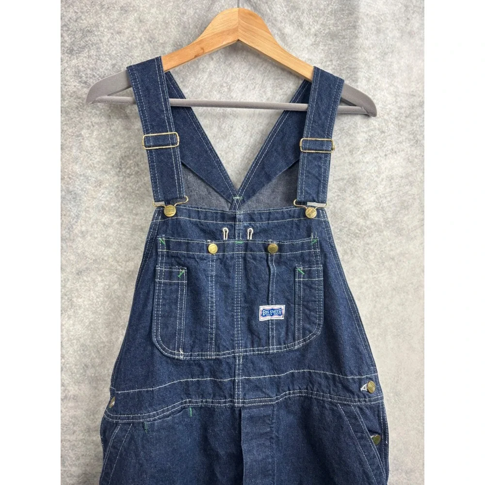 Big Smith Men's Blue Denim Carpenter Workwear Overalls Bibs Made in USA 36x29